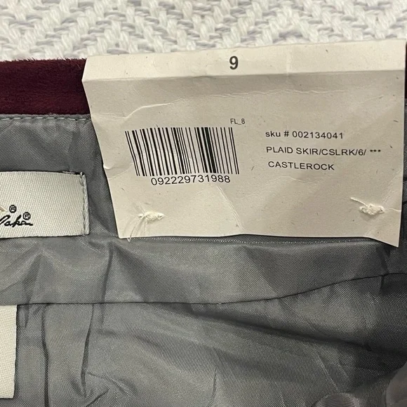 NWT Bob Timberlake Grey & Maroon Plaid Wool Blend Mini Skirt Clueless Vi… - Picture 10 of 12